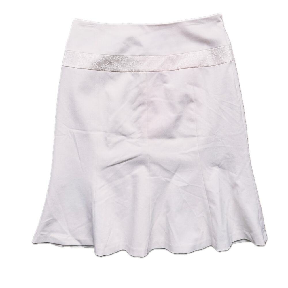 NWT Apostrophe Embroidered Flare Skirt 6 Ivory Coquette Romantic Old Money - Picture 2 of 7